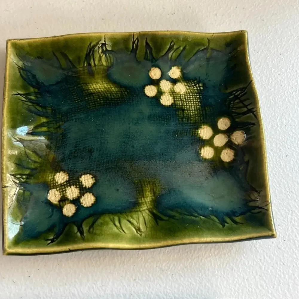 Art Pottery Set of 5 Cake Plates Stoneware Ceramic Handmade Asian Art